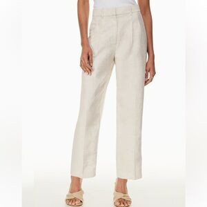 Aritzia Wilfred Carrot Linen Pants Ecru Beige High Rise Size 6